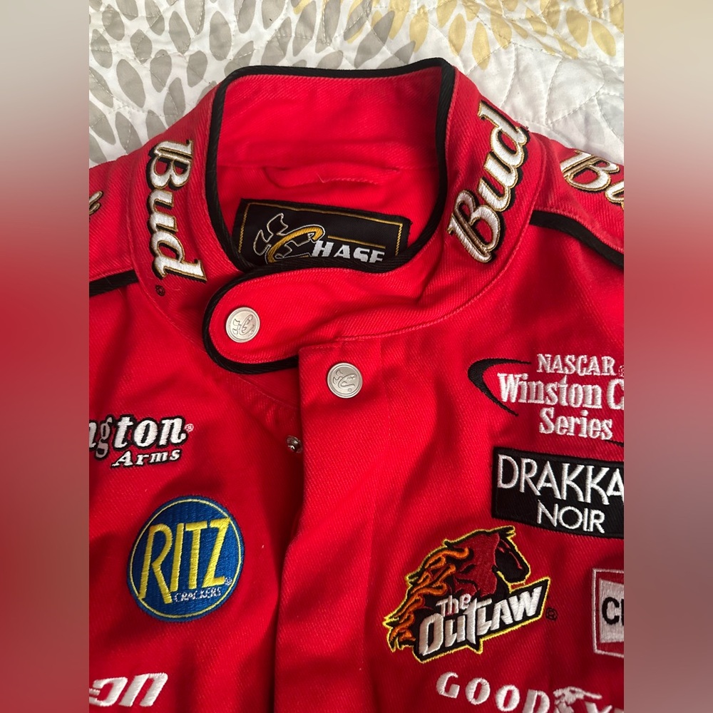 Budweiser Red Racing Jacket with Embroidered Logos - Picture 2 of 7